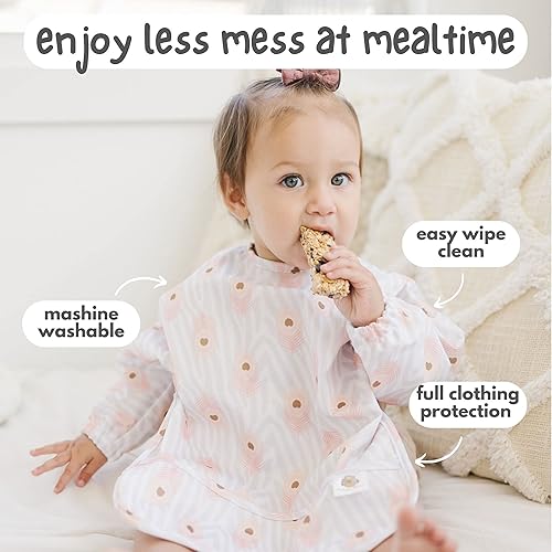 Miniatura 9 de Bubba Bear Babero para bebé con mangas, delantal de alimentación de manga larga para niños pequeños para comer y destete de plomo, a prueba de