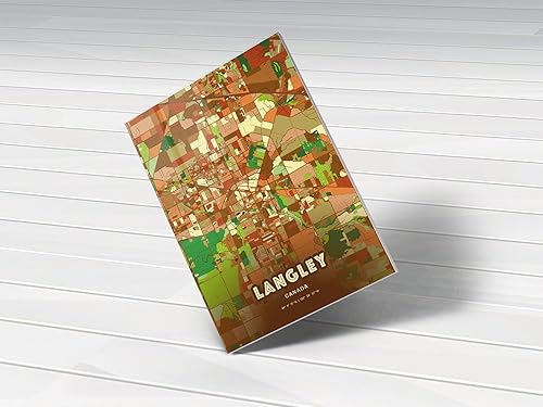 MG Global Lienzo colgante moderno de LANGLEY CANADA Farmhouse | 8 x 12 12 x 18 16 x 24 20 x 30 24 24 x 36 pulgadas, arte de pared de ciudad colorido