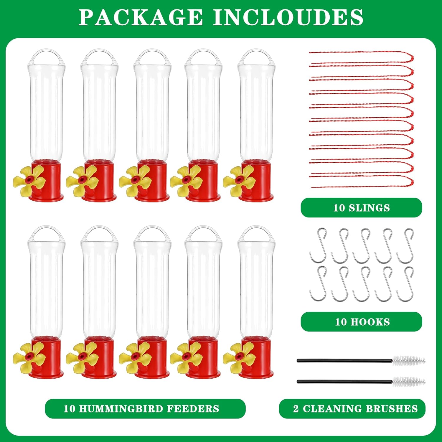 10 Pack Small Hummingbird Feeder for Outdoors Mini Hummingbird Feeders with S Hook Cleaning Brush Plastic Single Hummingbird Feeders for Outdoors Window Hanging - Image 7