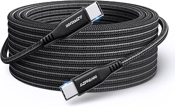 25 FT USB to USB C Cable, 60W Extra Long USBC to USBC Cable Fast Charging, Type C to C Charger Cord Nylon Braided [NO DATA] for iPhone 17/16/15, Galaxy, MacBook, iPad Pro, Pixel, Moto, Camera & More