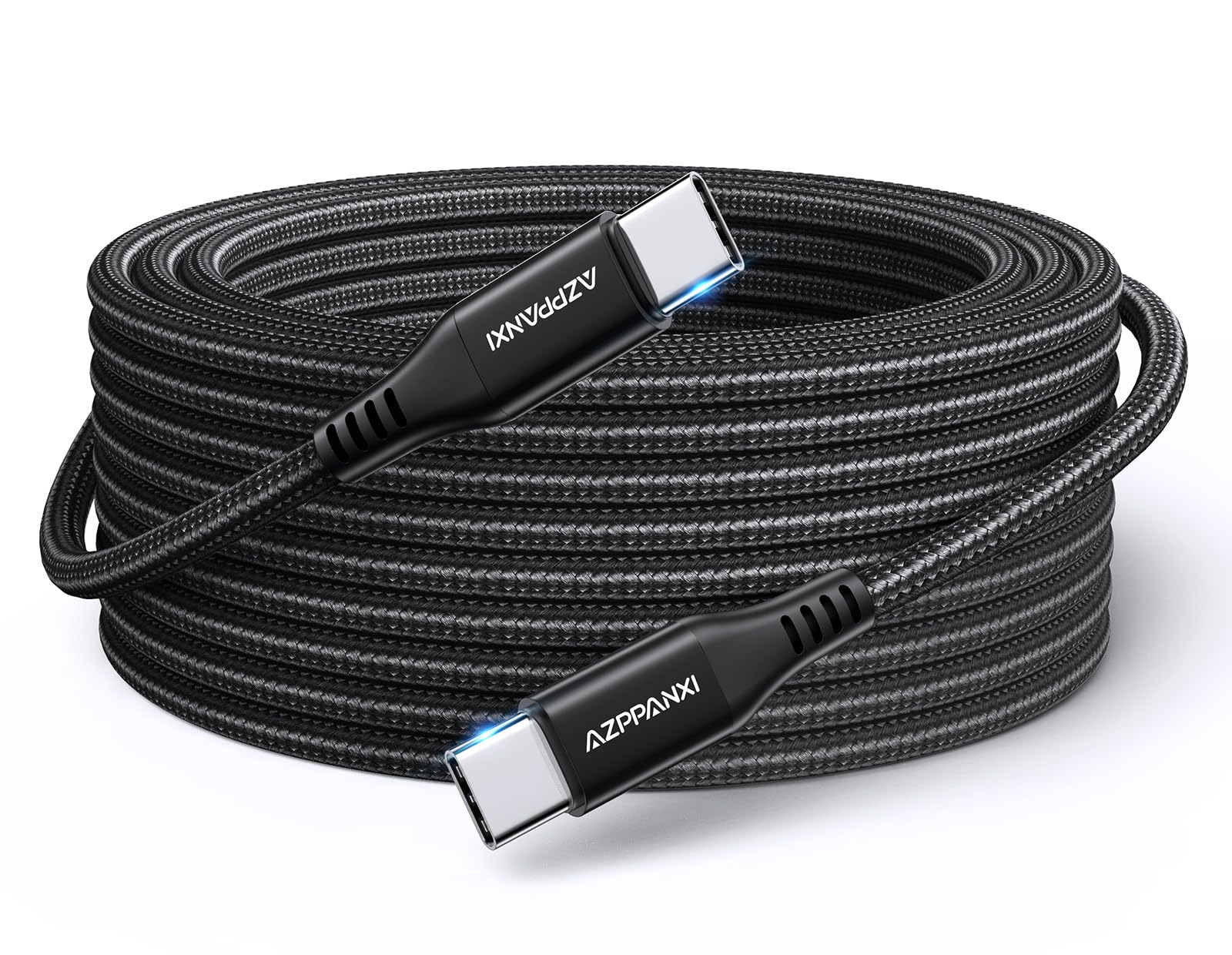 Cable USB C a USB C, cable de carga rápida de 60 W, nailon trenzado de alta calidad, cargador tipo C extra largo de 15 pies