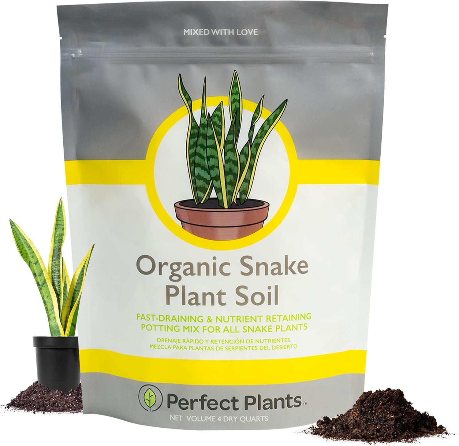 Perfect Plants Organic Snake Plant Soil in 8qt. Bag | Coco Coir Based Potting Mix Snake Plant Varieties