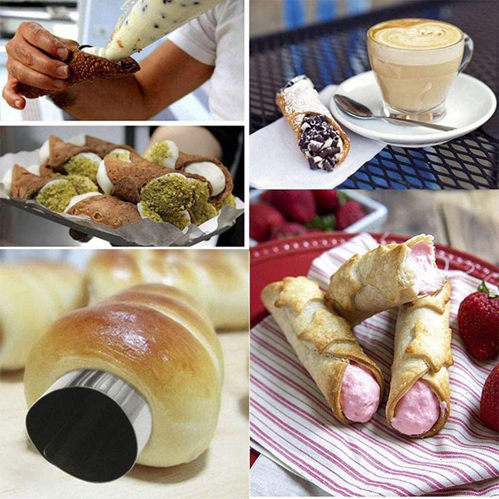 12 Pcs Cream Horn Mould Screw Croissant Mold Non-Stick Cream Horn Cones Party