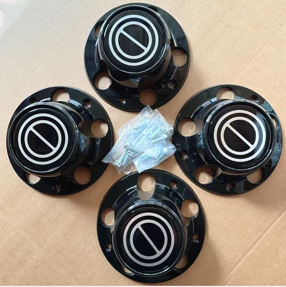 4pcs Fit 1980-1996 F150 Bronco Van Chrome Wheel Hub Center Caps (Black -B)