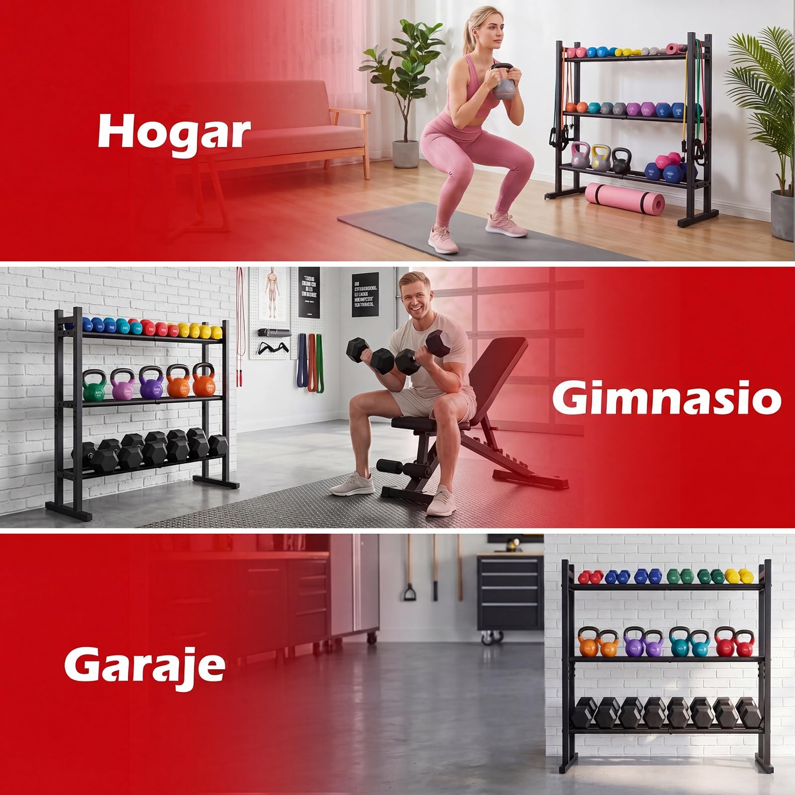 COSTWAY Soporte para Mancuernas de 3 Niveles, Capacidad de 240 kg