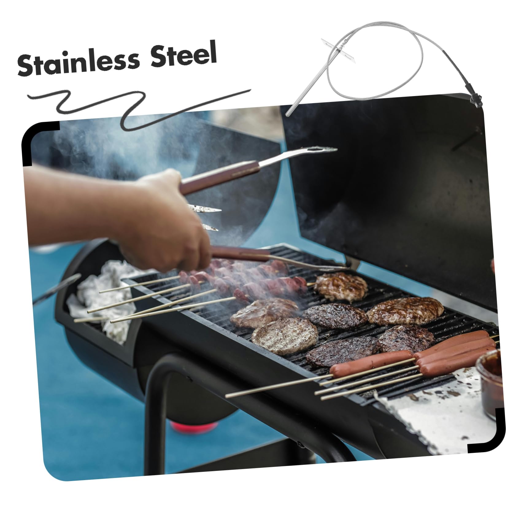 Abaodam 3 Juegos Sensor de temperatura sensor temperatura termómetro barbacoa parrilla accesorios cocinando sonda de temperatura para probeta de temperatura Acero inoxidable Silver