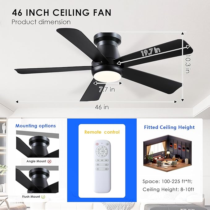 Ventilador de Techo 46 Pulgadas con Luz y Control Remoto 220 miniatura 3