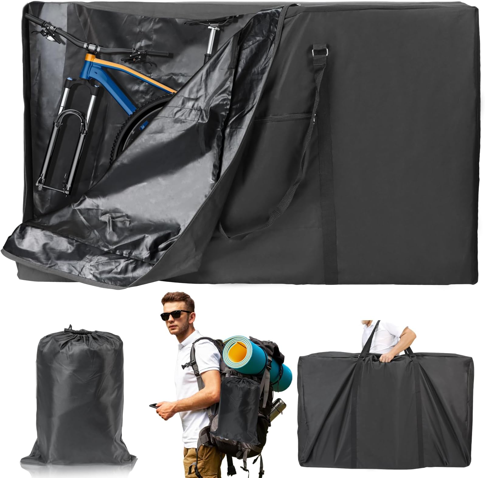 Sacoche Guidon Moto SUNTTELF Sacoche De Vélo Pliable Pour Vélo De 14 à 20 Pouces - Sac De Transport Pour Vélo Brompton - Sac De Transport Pour Voiture, Train, Air Travel Sacoche Velo