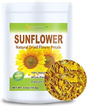 100% Natural Dried Sunflower Petals, 0.5oz15g, Food Grade Sunflower, Perfect for Smoothie, Soap, Candle Making