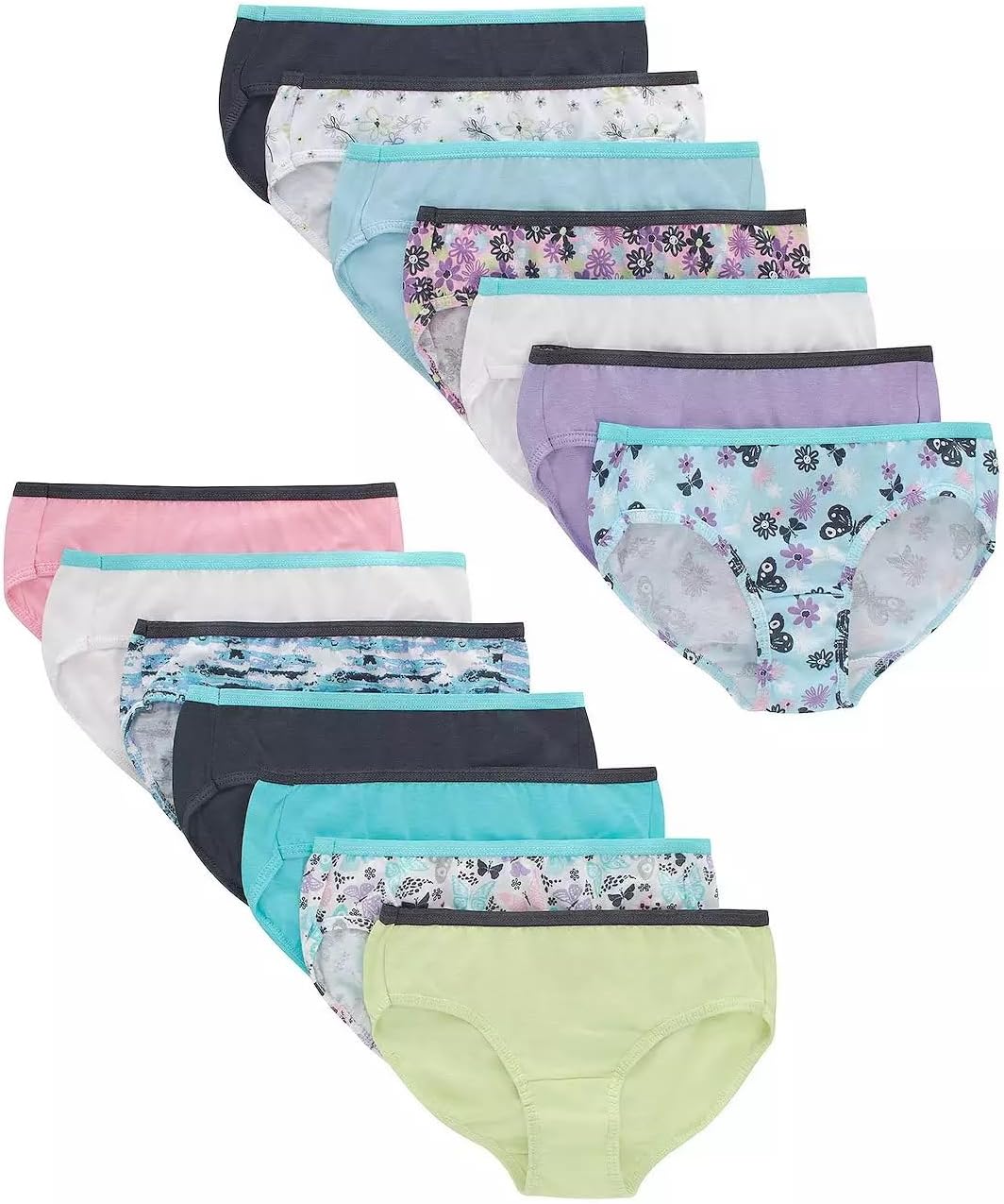 Hanes Girls Underwear Hipster Pack 14-Pack, 8, Assorted