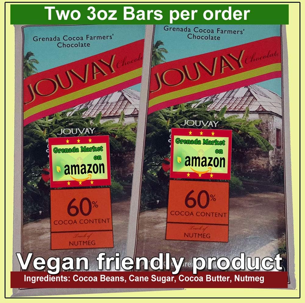 Grenadian Jouvay Chocolate "Touch of Nutmeg" 60% - 2 Bars @ 3.5 oz ea