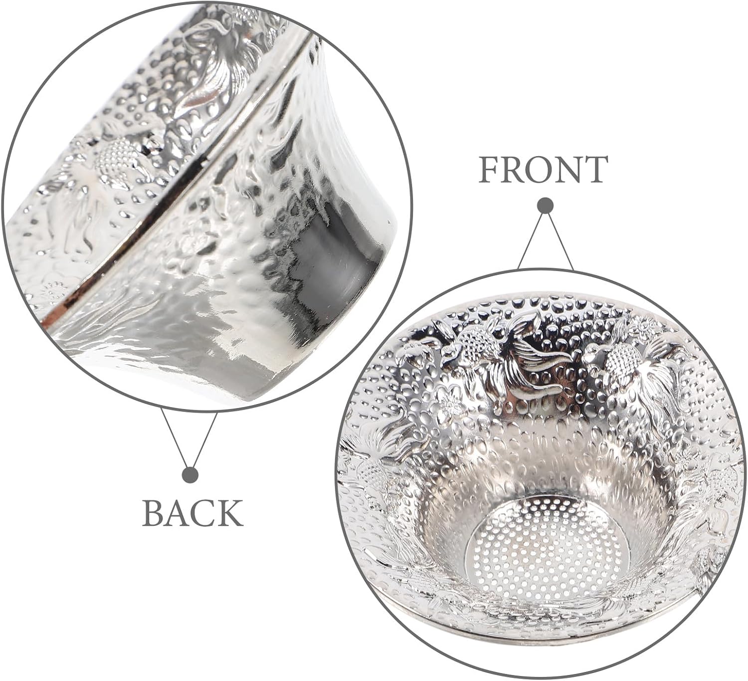 Fine Mesh Alloy Tea Strainer with Handle Koi Pattern Sifter for Loose Leaf Tea Cocktail Juice Sugar Spices Fine Mesh Filter for