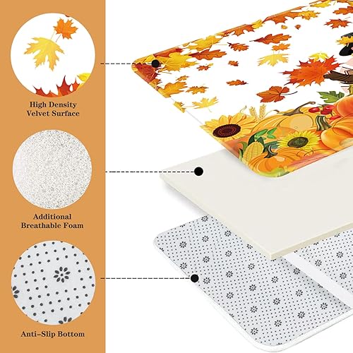 Miniatura 5 de MEHOFOND Juego de cortinas de ducha de Acción de Gracias, calabaza, pavo, hoja de arce, juego de cortina de baño con alfombras, juego de baño de