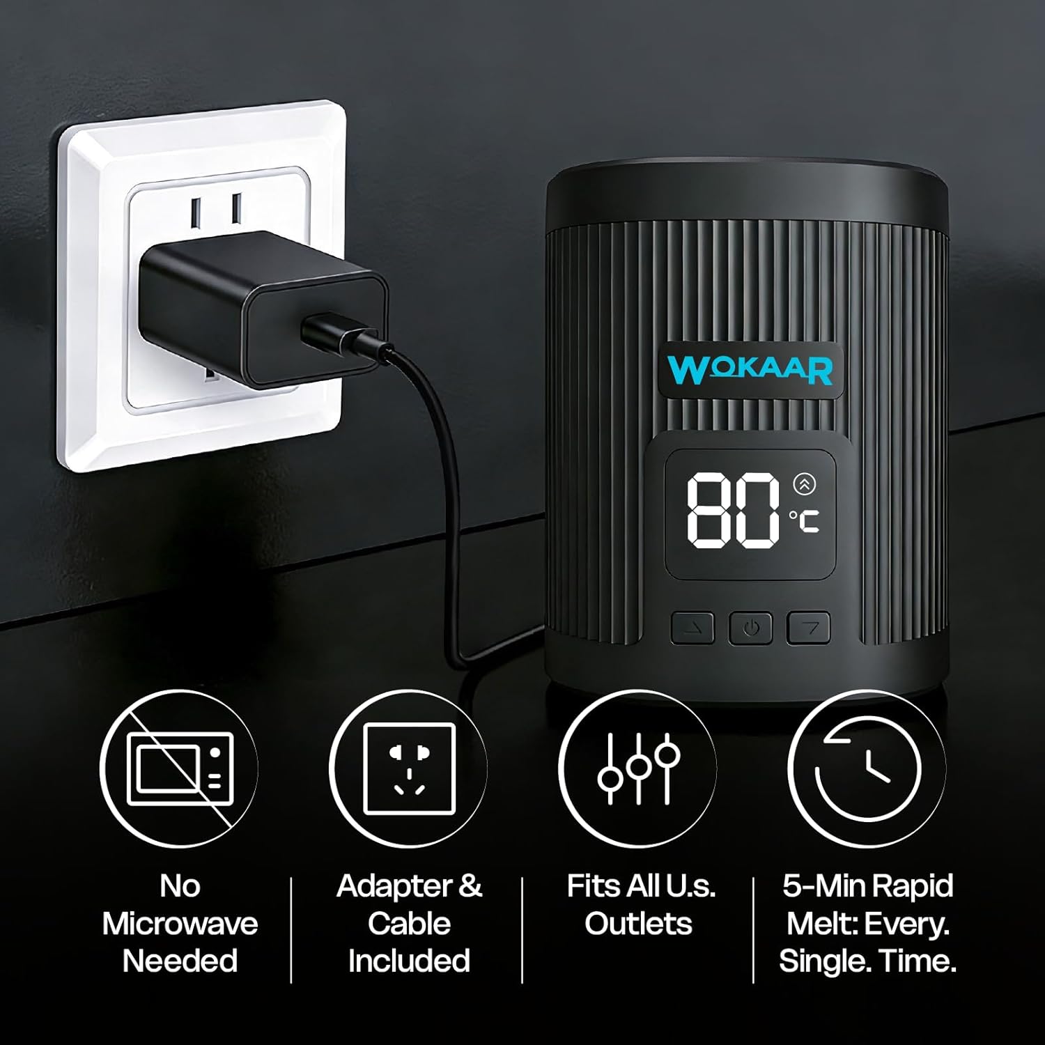 Digital Ear and Nose Waxing Kit with Power Adapter, 100g Wax, 50 Applicators, Effective Painless Eyebrow, Facial Hair Removal for Men and Women, 109-Piece Professional Home Waxing