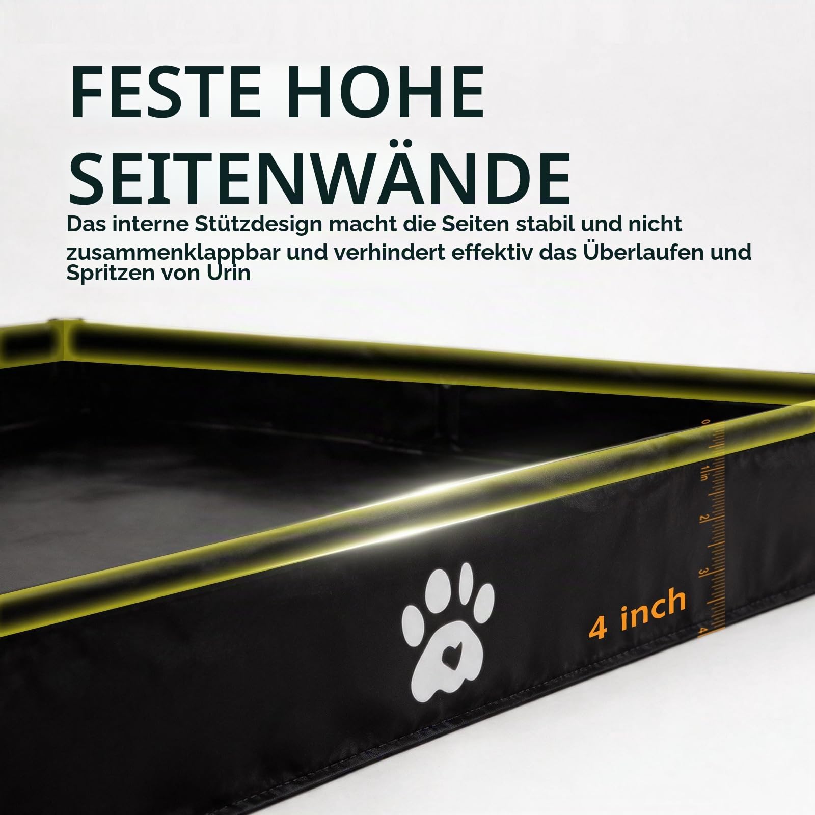 MEEXPAWS Hunde PIPI Pad Halter faltbar XXL, Welpen Unterlage Halterung mit hohem Rand, Hundetoilette Indoor für große Hunde (82x56 cm), wasserdichte Trainingsunterlage, geruchsneutral