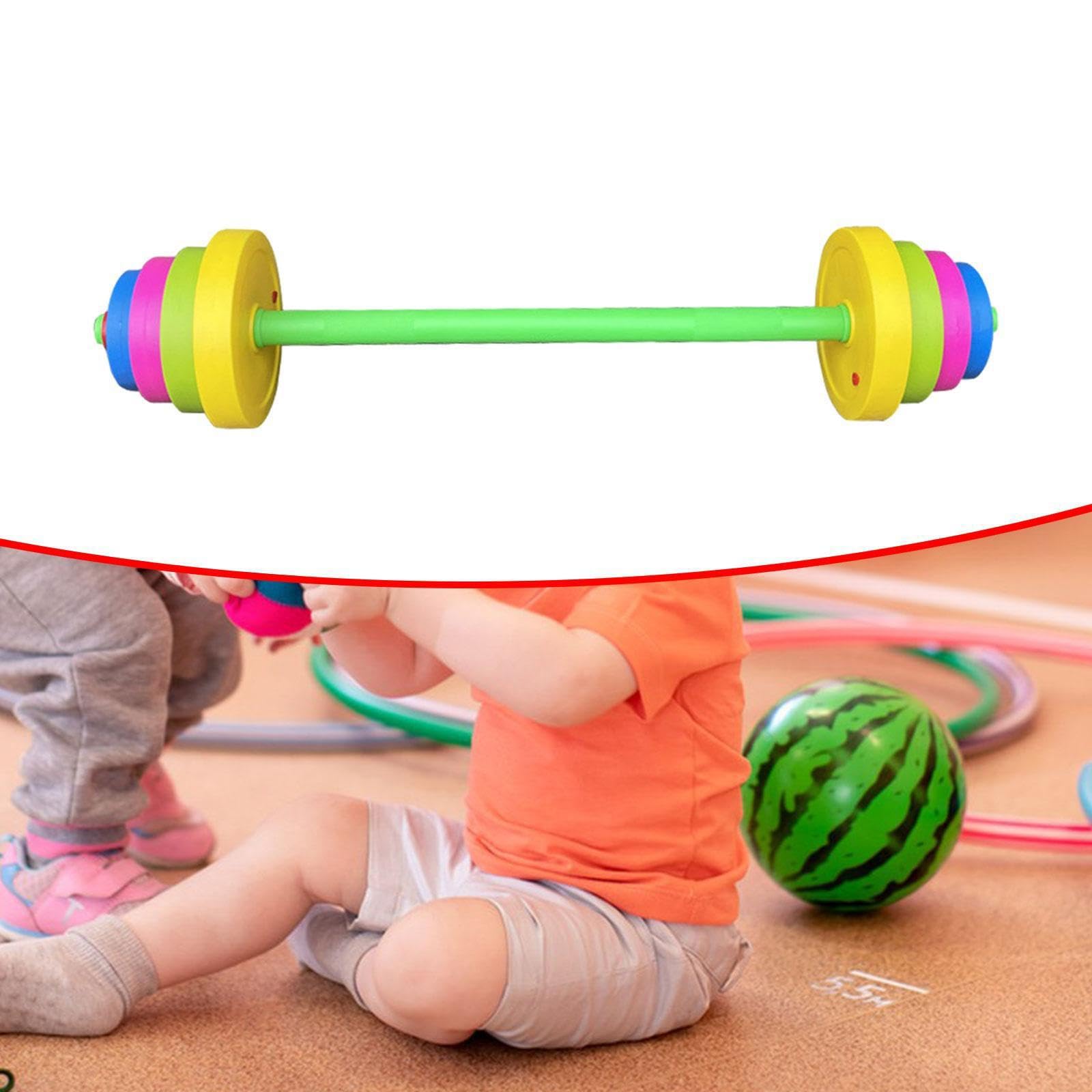 Set di pesi con manubri per ragazzi e ragazze, articoli da gioco colorati e sicuri, per introdurre i bambini piccoli all'allenamento della forza, Manico 49 cm