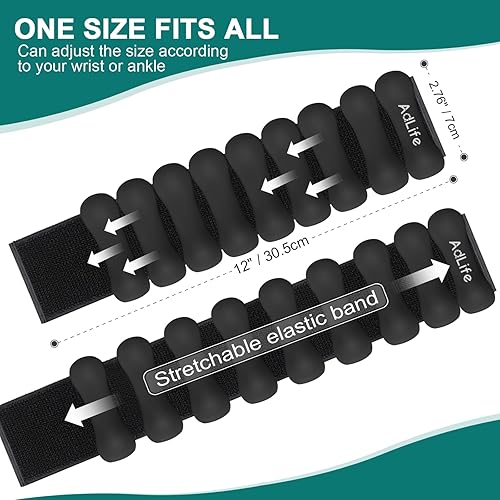 Miniatura 2 de ADLIFE 2lbs Adjustable Pilates Wrist Ankle Weights for Women, Silicone Wearable Arm Leg Weights Set of 2 (1lb Each) for Working out, Waterproof