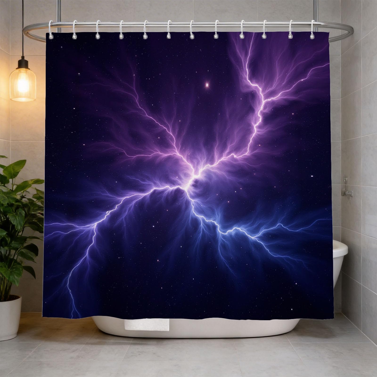Hongduo 3D Nebula Shower Curtain for Stalls Bathtubs Chic Bathroom Decor Shower Curtain Set Polyester Fabric Waterproof 200x200cm/79X79 Inch with Hooks