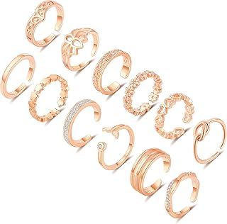 12 Piezas Anillo Pie Plata 925 para Mujeres Dorado Oro Rosa Toe Ring Ajustables Abierto Anillo Dedo Pie Corazon Flores Zirconia Pack Anillos para dedos del pie Verano Playa Joyas Pies para Niña