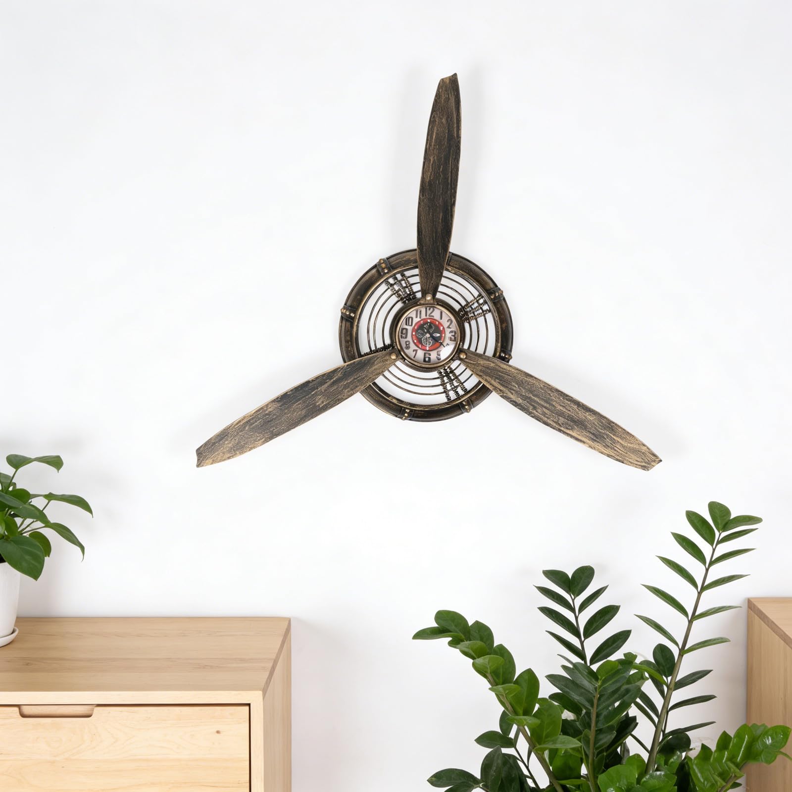 ERINGOGO Horloge Murale Vintage à Hélice d'avion en Métal Rustique