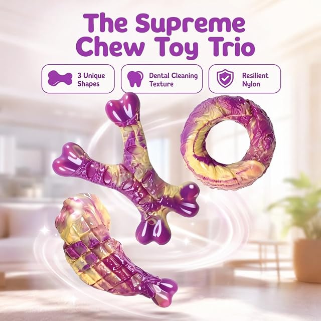 Foto 4 de 8 de 3 Pcs Juguetes Indestructibles para Perros Medianos y Grandes Sabor Carne