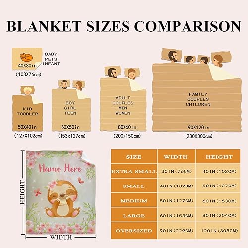 Miniatura 166 de Manta personalizada con diseño de jirafa y elefante, manta de franela suave, acogedora y ligera con nombre para sofá, cama, sofá, regalo, unisex