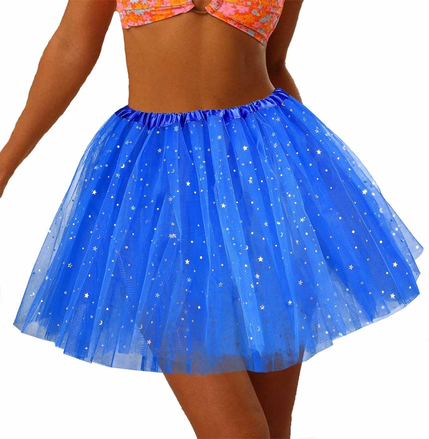 Florry Tutus for Women Elastic Dance Tutu Adult Tutu Skirts 4 Layers Tulle Skirt for Women and Girls Party Rave Running