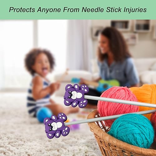 Miniatura 4 de 10 tapones para agujas de tejer, protectores de puntos, accesorios y suministros para tejer, herramientas de tejer, kit de iniciación para tejer