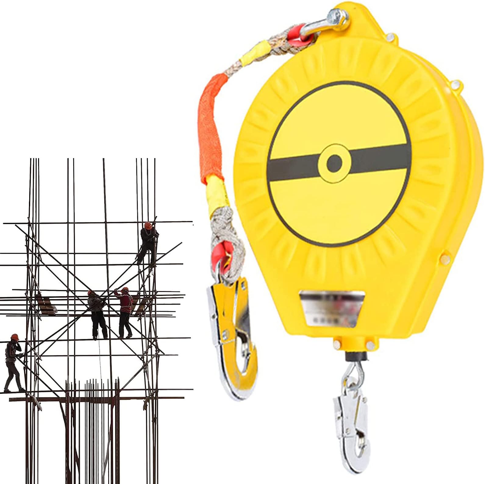 Retractable Fall Protect Lanyard for Construct & Mining - Self-Retracting Lifeline Inertia Reel Safe ar for Roofing, Work at Heights, OSHA Cliant