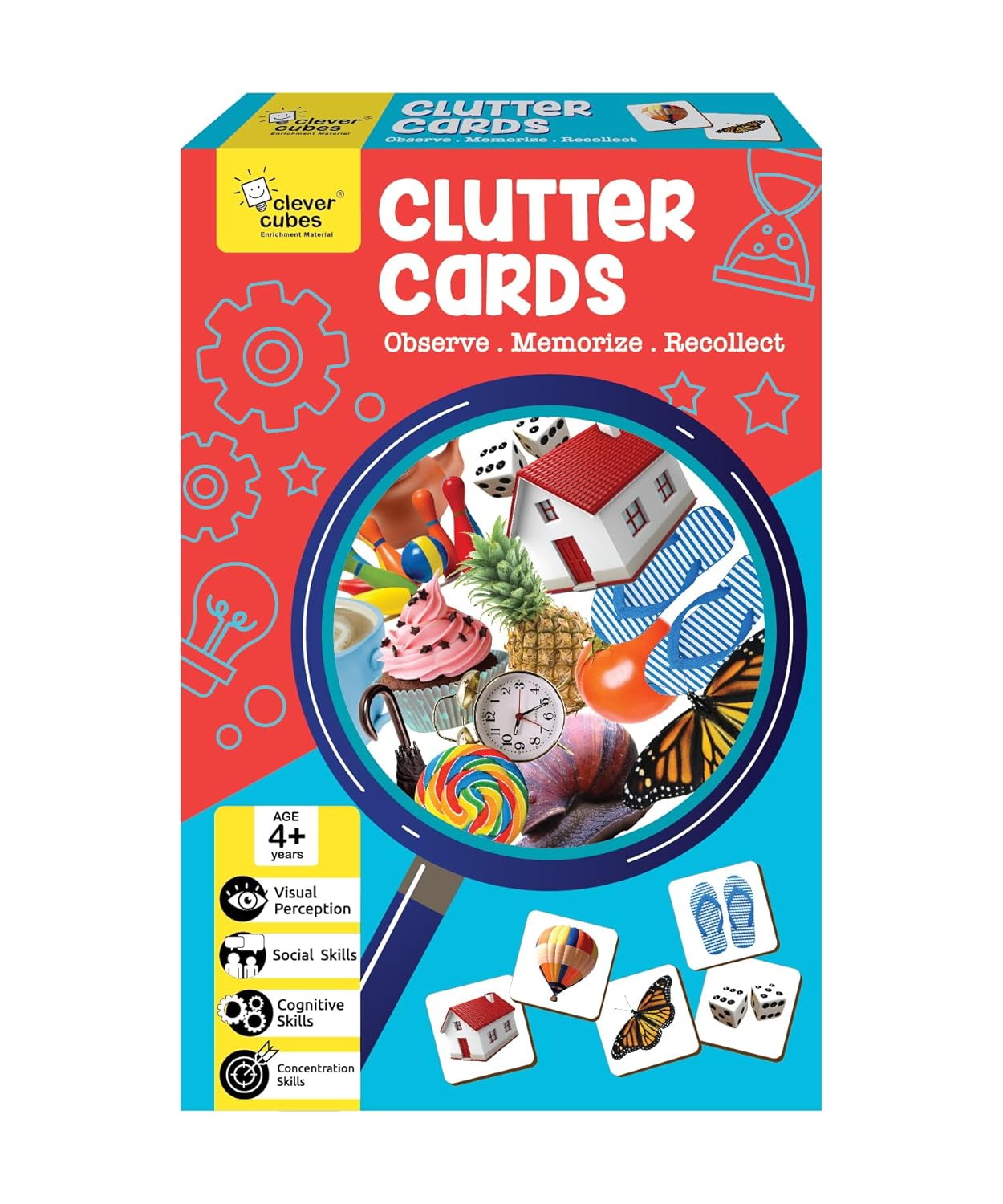 Clever Cubes Clutter Cards | Memory Game for Kids | Preschool Activity | Play & Learn | Educational Toy | Creative PUZZLE | 3 4 5 Years Girls Boys | Visualize Match | Brain Development | Birthday Gift