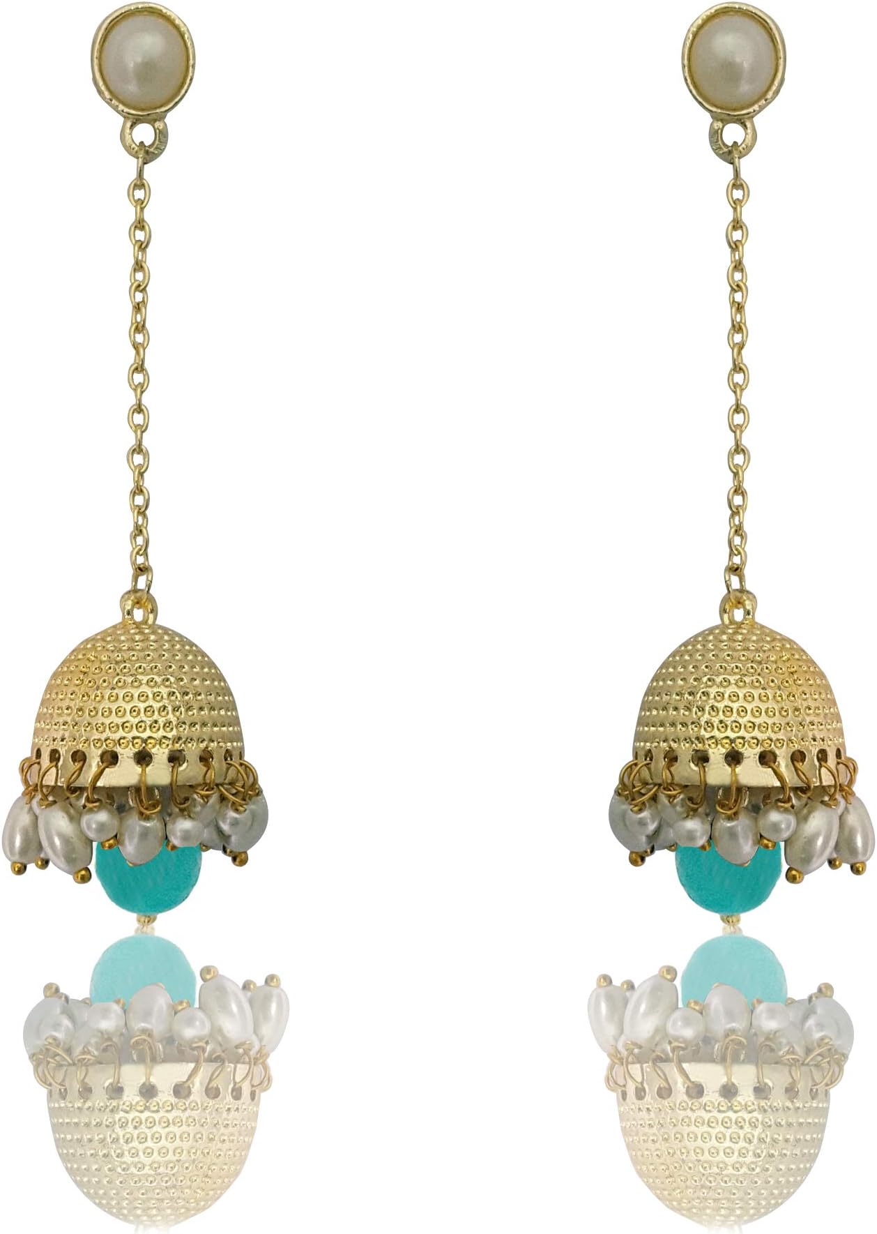 MoonstruckAlloy with Pearl Traditional Earrings for Girls, Women, Green