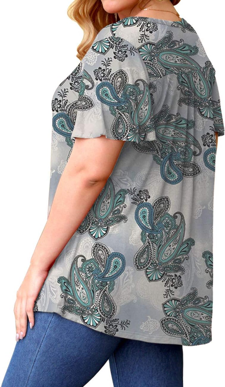 Tralilbee Women's Plus Size Long Sleeve Flowy Henley Shirt V Neck Tunic Tops - Image 3