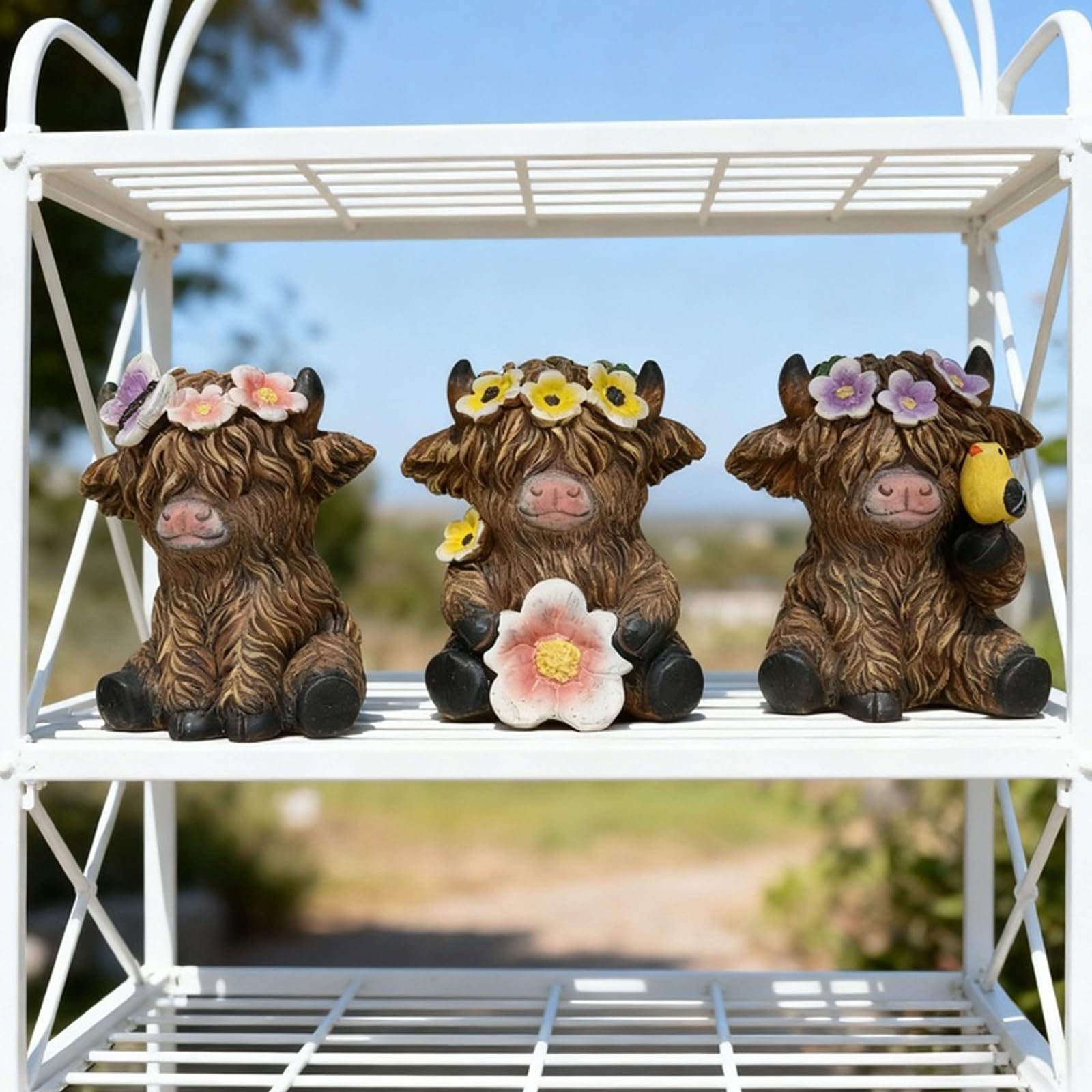Vache des Highlands lot de 3 figurines idée cadeau déco maison
