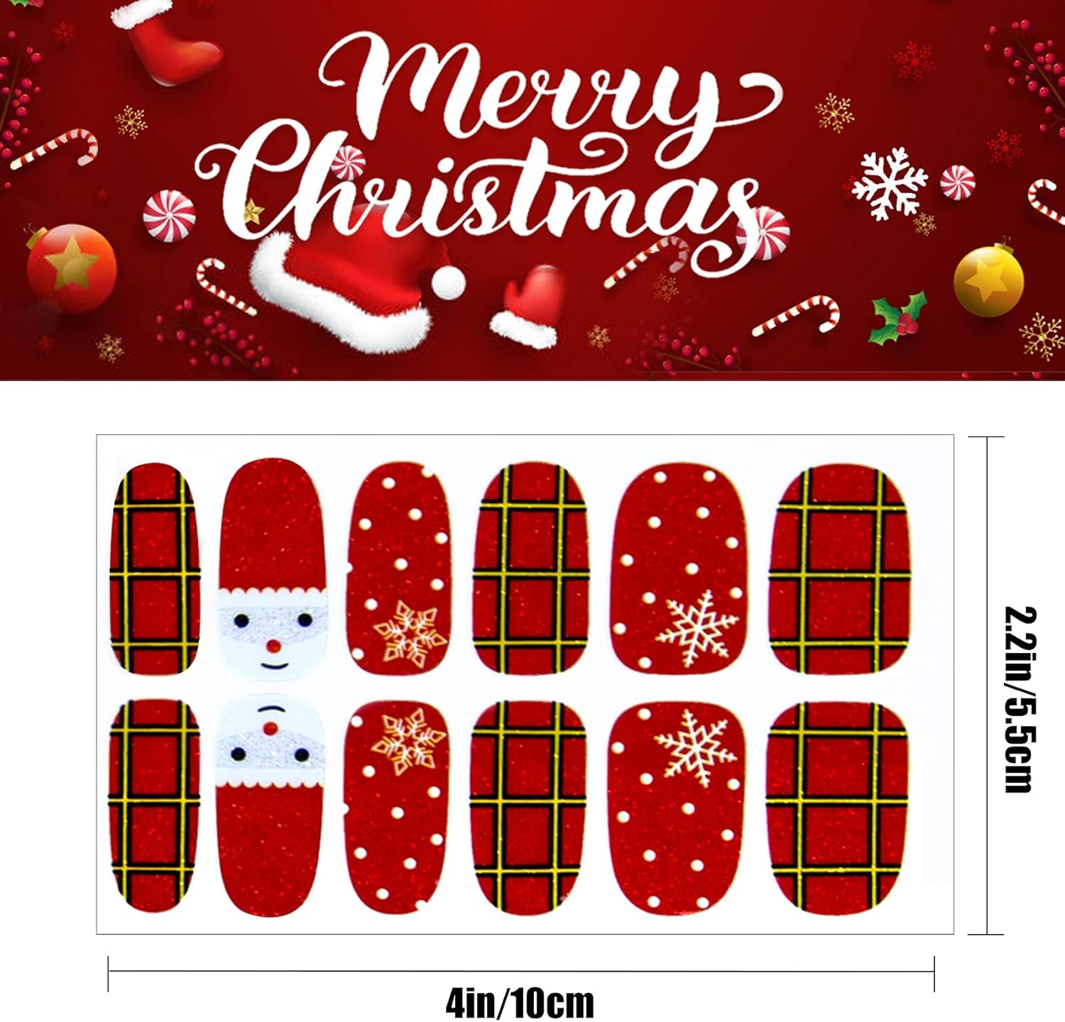 Christmas Nail Polish Strips 16 Sheets Self-Adhesive Full Nail Wraps with 2 Pcs Nail Files Santa Snowflake Snowman Deer Holiday Nail Polish Stickers Decals for Women Girls Christmas Party Nail Decor : Beauty & Personal Care