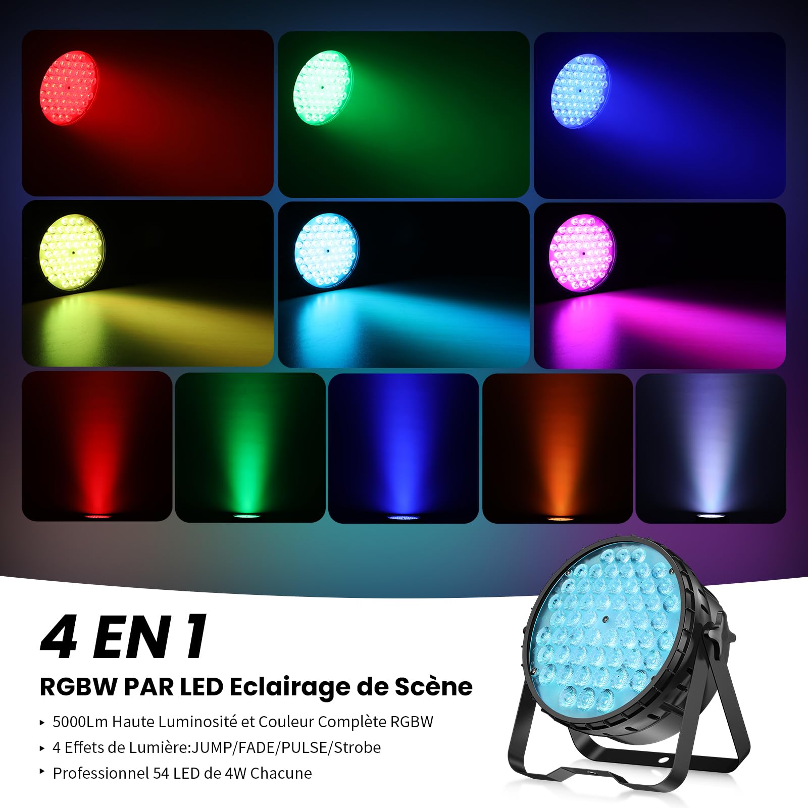 BETOPPER Projecteur de Scène 200W Par LED DMX RGBW Lumière de Scène CRI >90 5000 Lm Jeux de Lumiere Disco Eclairage Scene pour DJ, Fête, Bars, Mariages et Festivals (2)