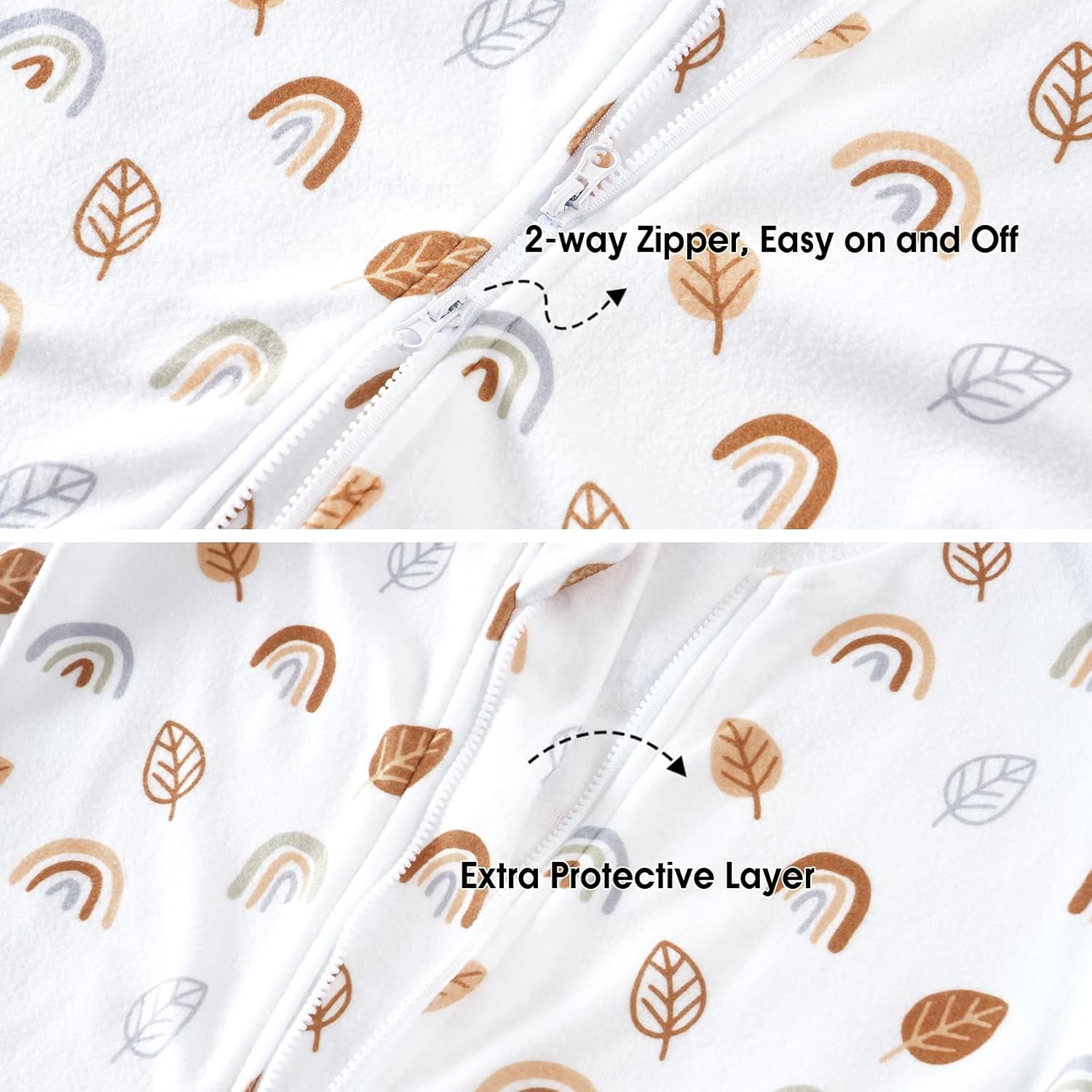 PHF 3 Pack Warm Micro-Fleece Baby Sleep Sack 12-18 Months, Soft Baby Wearable Blanket, 2-Way Zipper Sleeping Bags, Comfy Toddler Sleeping Sack for Boys, Large Size, Woodland - Image 4