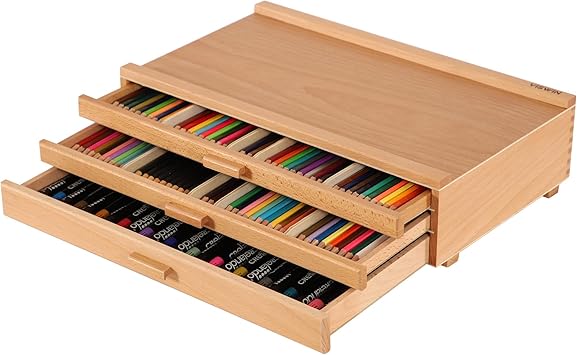 VISWIN Upgraded 3-Drawer Wood Artist Supply Storage Box