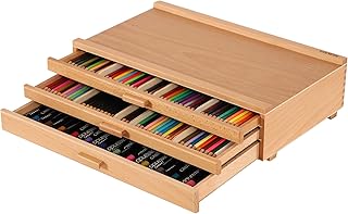 VISWIN Caja de Madera de 3 Cajones con Separadores Extraíbles, Caja de Madera de Haya de Primera Calidad, Caja Organizad...