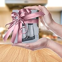 Vista 4 de Juego de salero y pimentero, acero inoxidable con botella de vidrio para mesa, RV, campamento, barbacoa, juego de 2, rosa