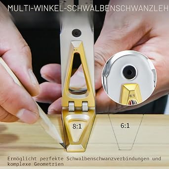 Carpenter's Square 180 mm Try Square Tools for Wood Connections Adjustable Multifunctional Bevel Precise 22.5° - 90° Stop Angle Bevel is Suitable for Woodworkers and Craftsmen