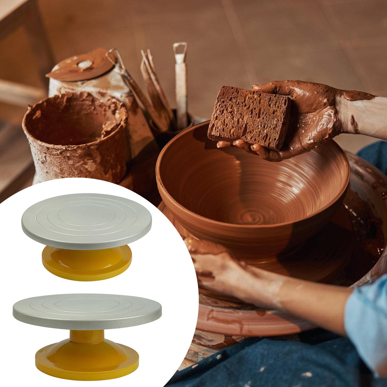 Rueda de cerámica 9,8 y 12 Pulgadas para modelar Arcilla, para Pintar, Hacer Modelos y Esculpir artesanías