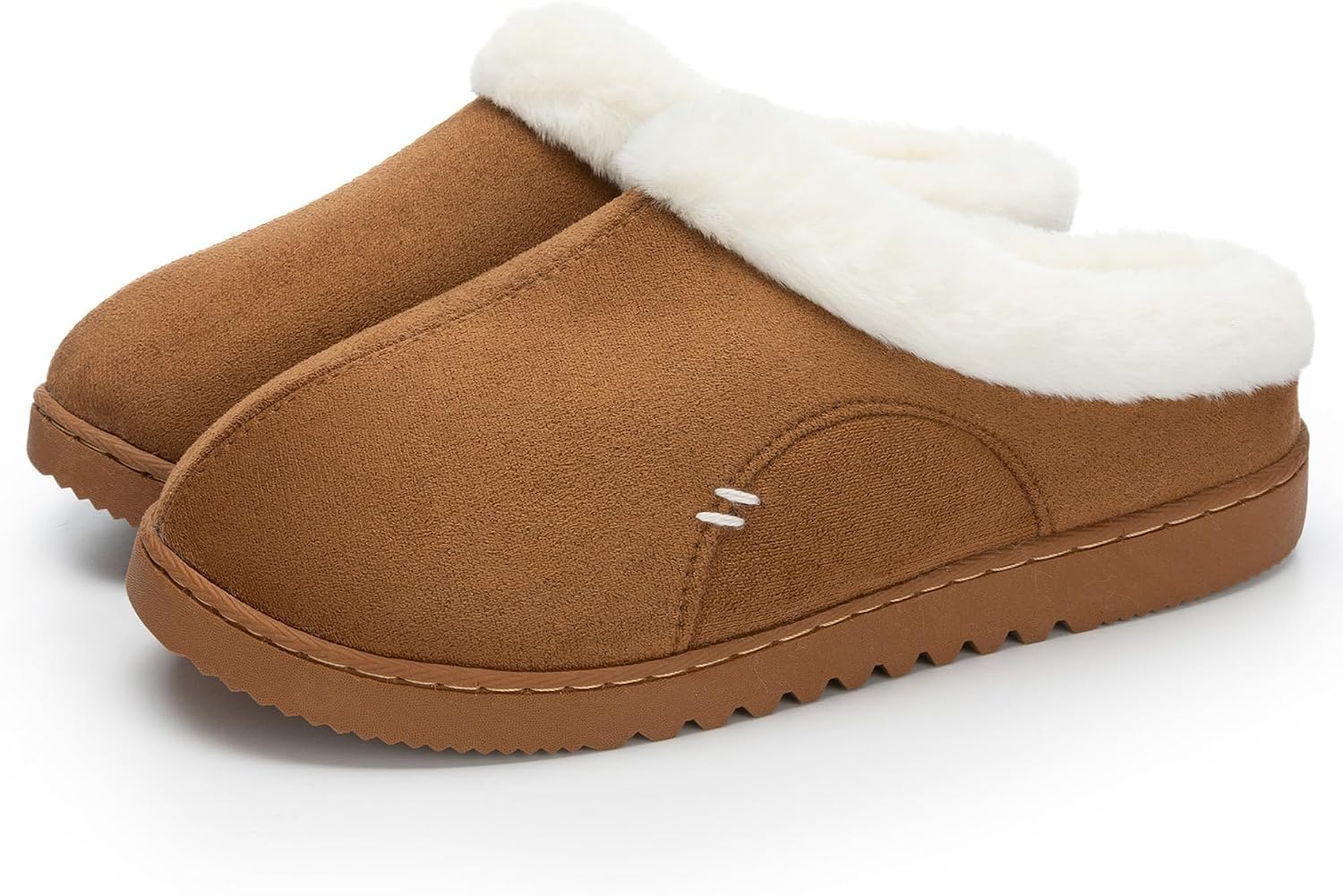 Women's Suede Memory Foam Slippers Plush Faux Fur Lining House Shoes with Non-Slip Sole for Indoor Outdoor Comfort