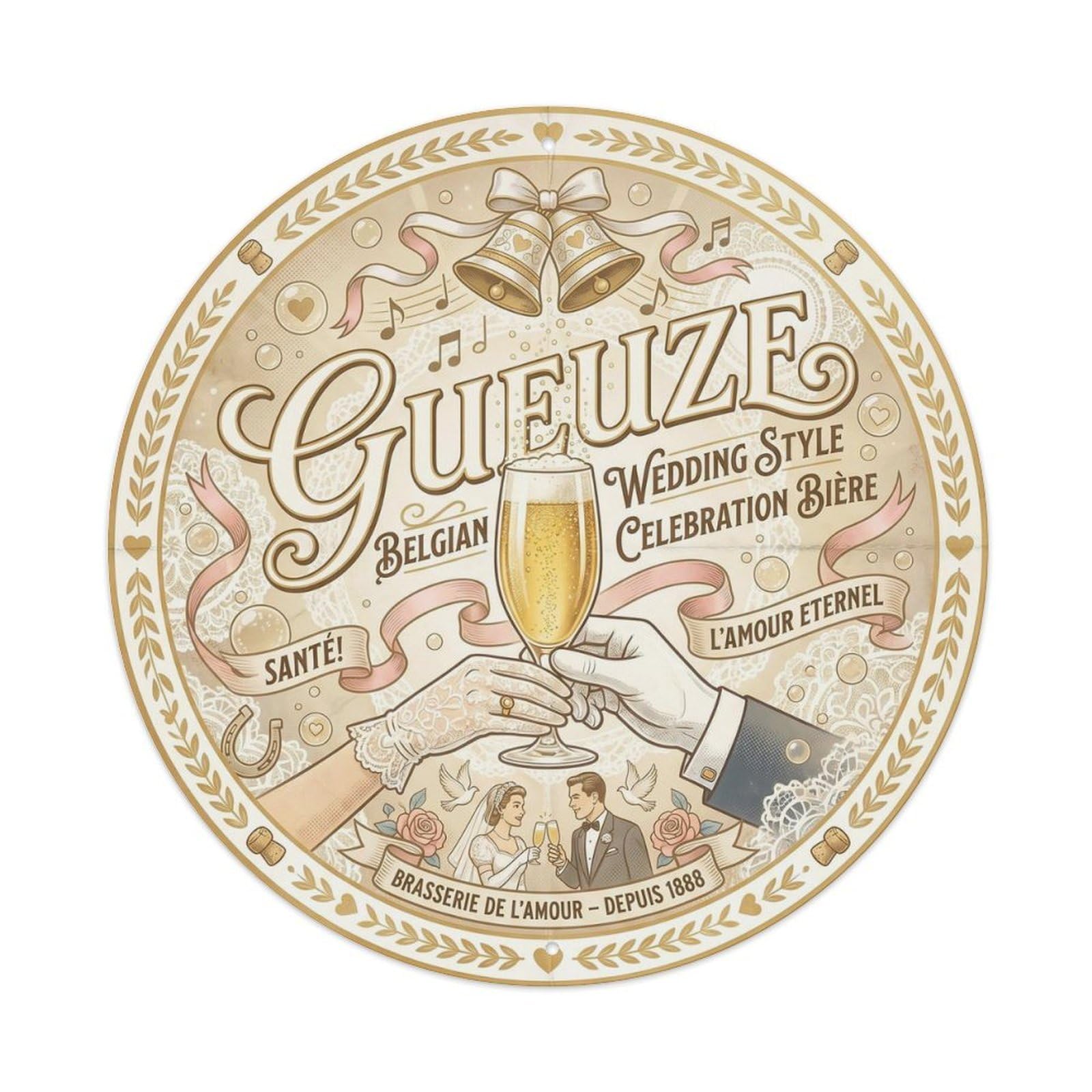 Gueuze Sour Beer Barrel Brew Belgian Classic Foam Mug Metal Tin Sign