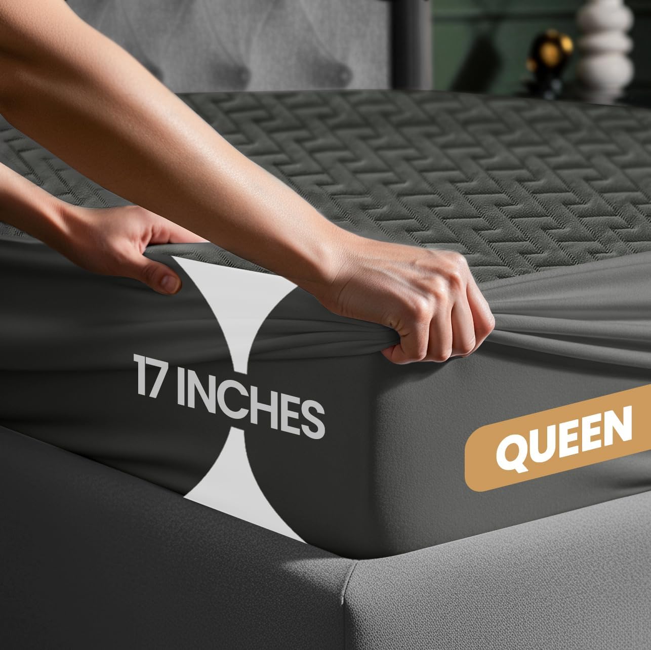 Utopia Bedding Waterproof Mattress Protector Queen Size (Gray), Premium 3D Air Soft Fabric Mattress Cover, Fits 17 Inches Deep, Breathable, Fitted Style with Stretchable Pockets - Image 3