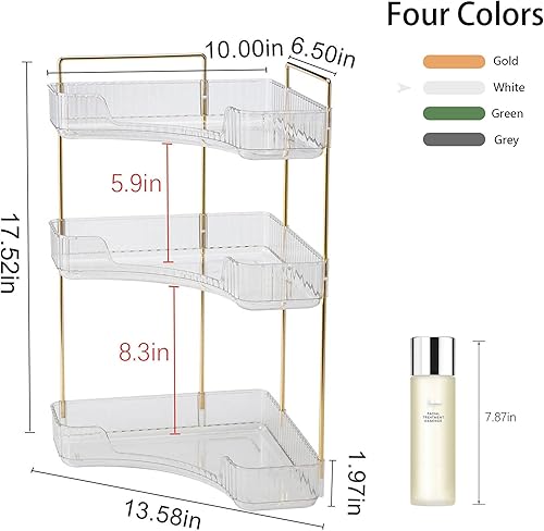 Miniatura 10 de YCIA&DONE Organizador de esquina para encimera de baño, bandeja de perfume cosmético de 1 nivel, organizador de tocador para maquillaje, cuidado de