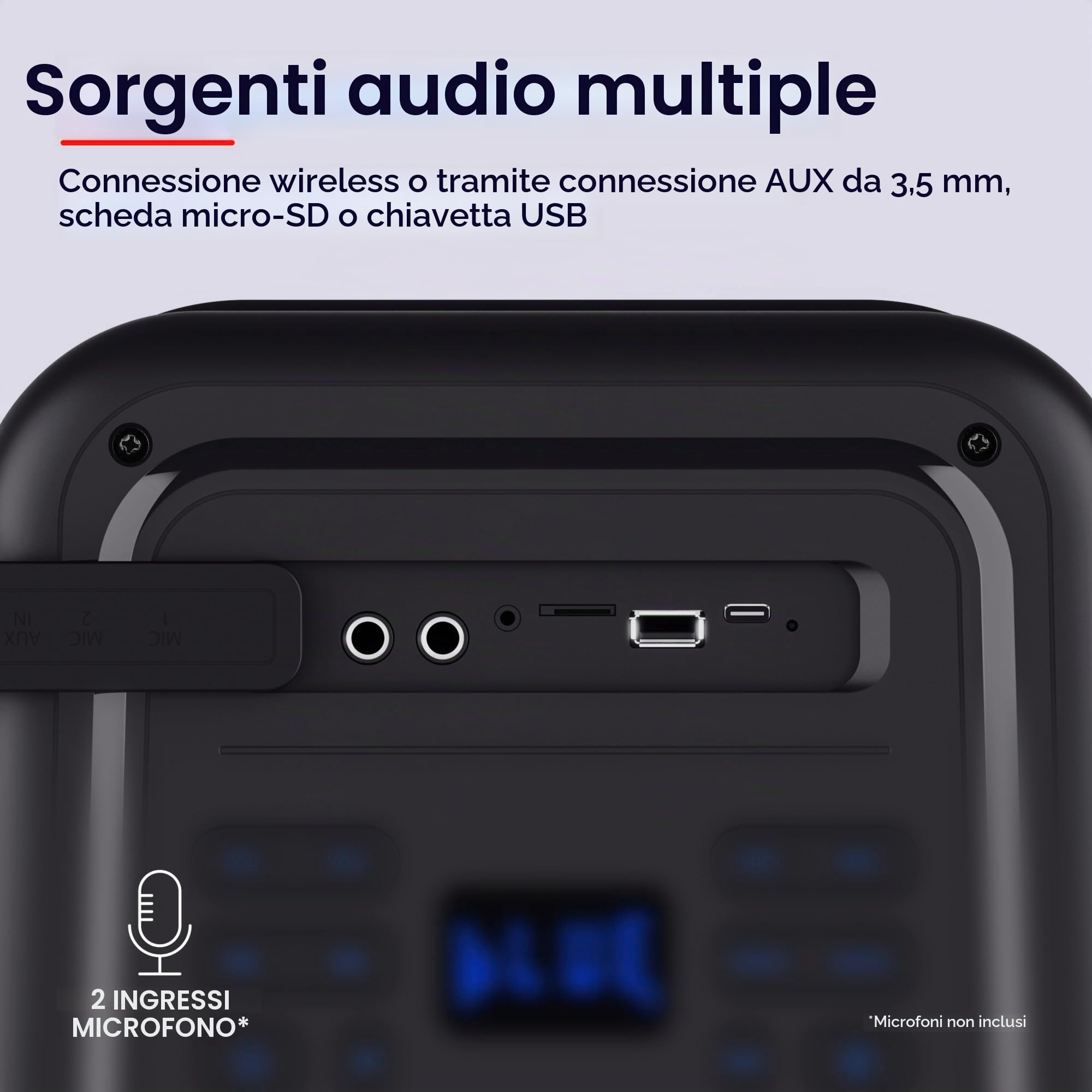 Trust Azura Cassa Bluetooth Portatile 100W per Feste, Altoparlante Bluetooth LED RGB Wireless Party Speaker Intemperie IPX4, Batteria Ricaricabile 11 Ore, 2 Ingressi per Microfono Karaoke - Nero