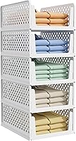 Vista 1 de Kitsure Paquete de 5 organizadores de armario y almacenamiento – Cajones de almacenamiento plegables apilables de plástico, contenedores multiusos