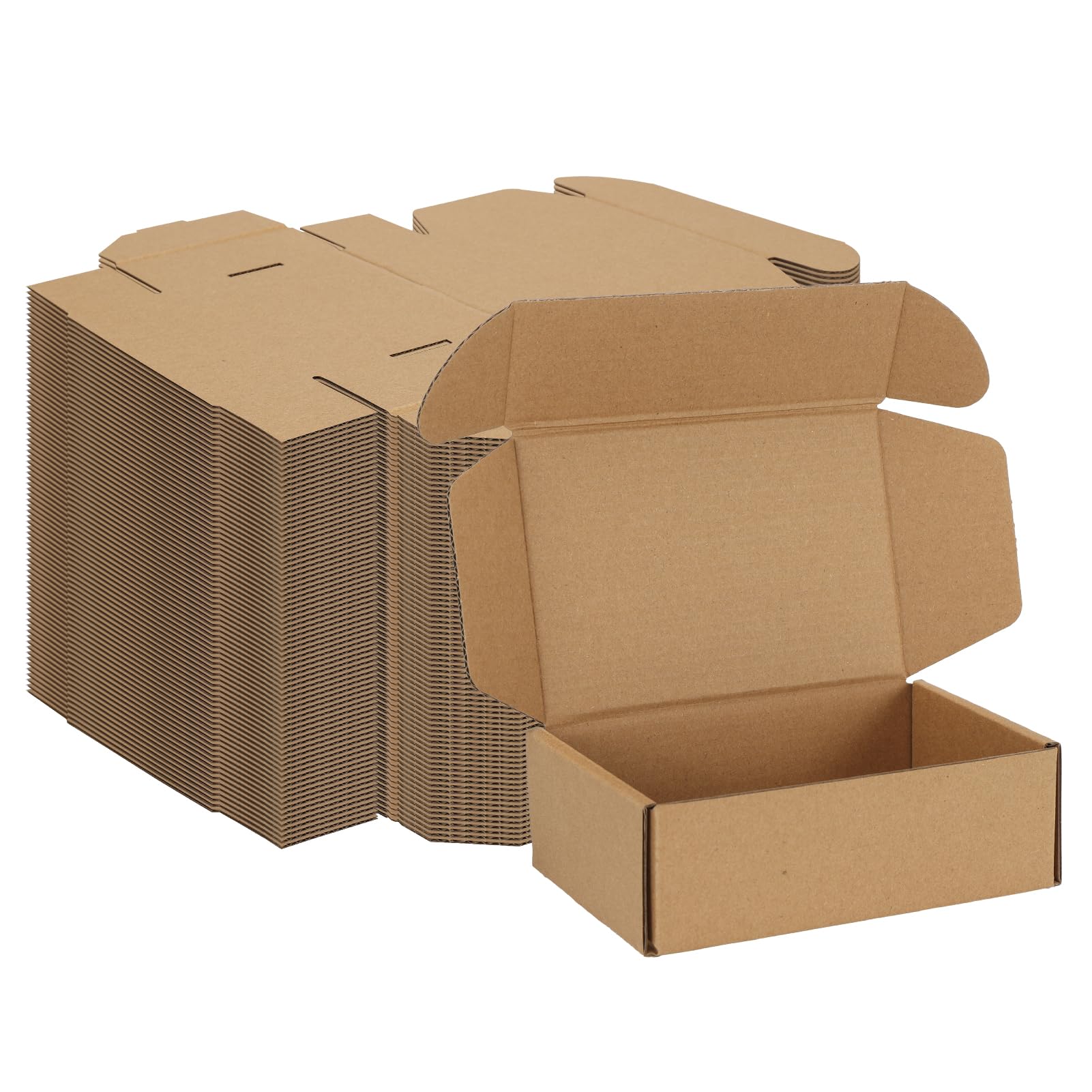MEBRUDY Versandkartons, 15,2 x 10,2 x 5,1 cm, 75 Stück, kleine Wellpappe, für Versandtaschen, Braun