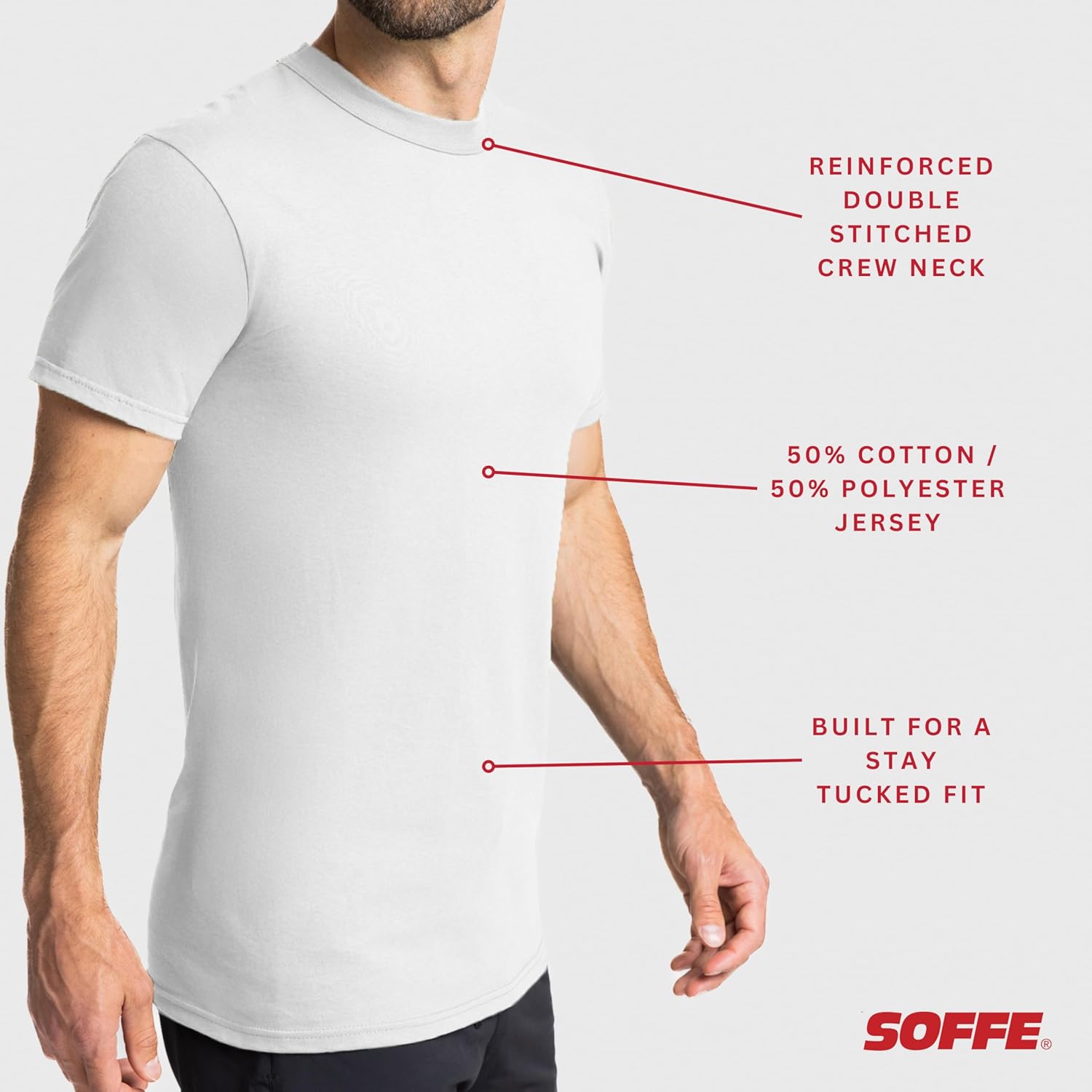 Soffe Men's 3 Pack - USA Poly/Cotton Military Tee - Image 3
