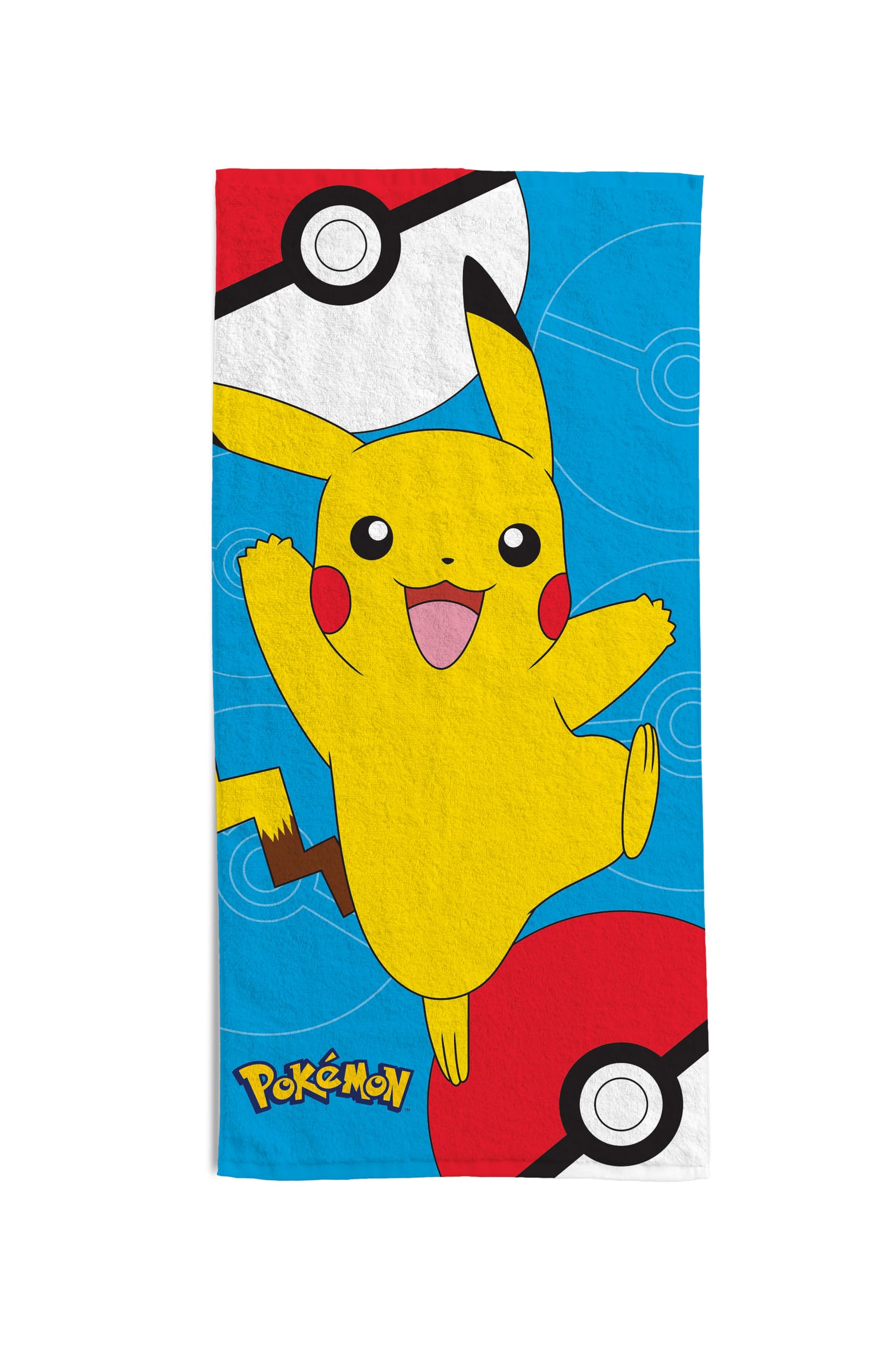 hermet Pokemon Children's Beach Towel, 70 x 140 cm, Beach or Pool Towel, Pokemon, 100% Soft Cotton, Lightweight and Practical
